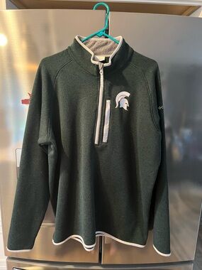 Columbia Dark Green Half-Zip Sweater with White Trim